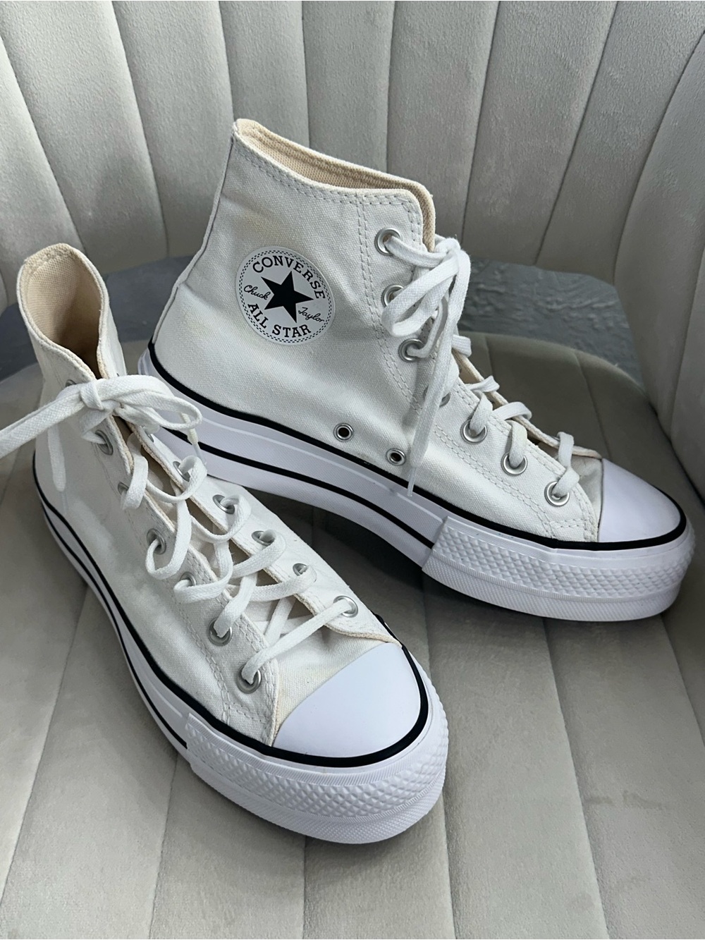 Converse Platform High Top Sneakers - White with Black Trim